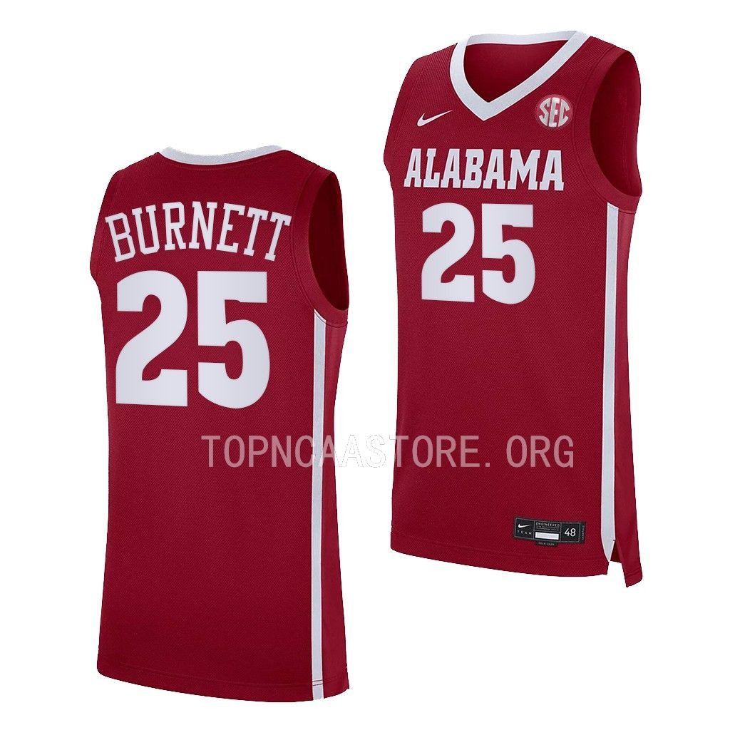 Men's Alabama Crimson Tide Nimari Burnett #25 Replica Crimson NCAA College Basketball Jersey